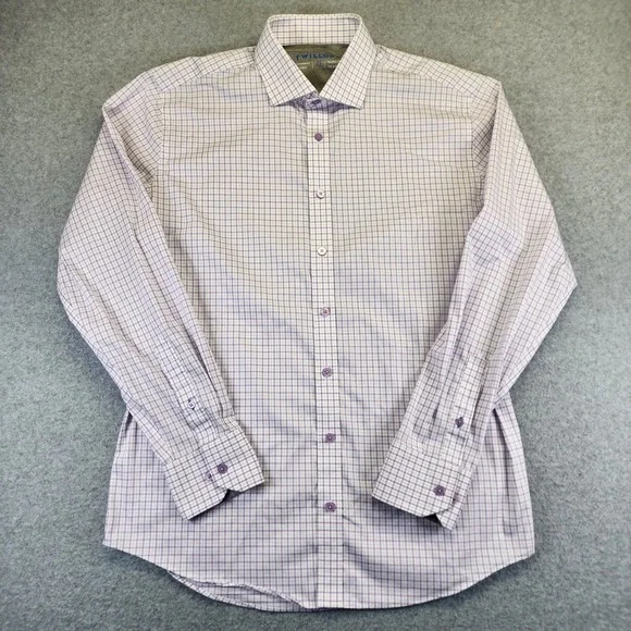 Twillory Performance Shirt Men‎ 16.5 34-35 Trim Fit Lilac Plaid Long Sleeve - Picture 2 of 7